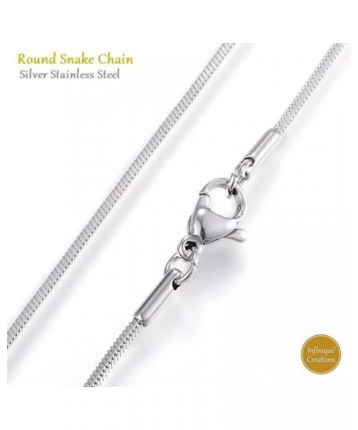 INFINIQUE CREATIONS Stainless Steel Silver Round Snake Chain Necklace Men Women 1mm to 3mm 7" to 30 1mm Silver $8.82 Necklaces