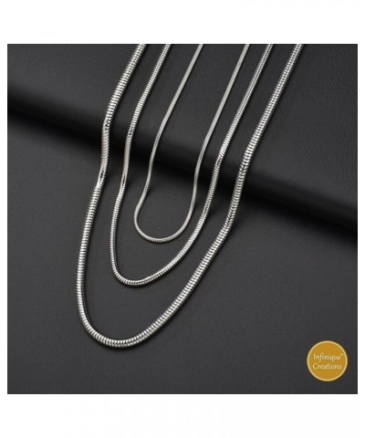 INFINIQUE CREATIONS Stainless Steel Silver Round Snake Chain Necklace Men Women 1mm to 3mm 7" to 30 1mm Silver $8.82 Necklaces