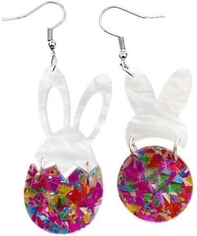 Glitter Rabbit Egg Earrings Bunny Acrylic Dangle Earrings Happy Easter Jewelry Gifts for Women and Girls One size Pink $5.22 ...