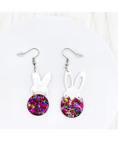 Glitter Rabbit Egg Earrings Bunny Acrylic Dangle Earrings Happy Easter Jewelry Gifts for Women and Girls One size Pink $5.22 ...