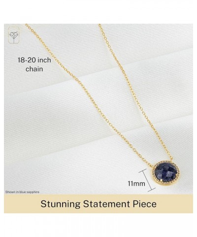 3.2 Ct. Gemstone Necklace for Women | 18k Gold Over Sterling Silver 10x10 MM Round Birthstone Necklace with Halo | Adjustable...