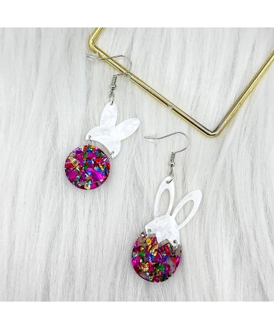 Glitter Rabbit Egg Earrings Bunny Acrylic Dangle Earrings Happy Easter Jewelry Gifts for Women and Girls One size Pink $5.22 ...