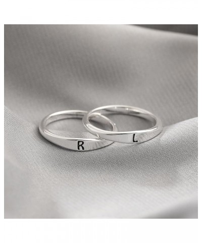 Initial Rings for Women Girls Non Tarnish 14K Silver Plated Cute Stackable Initial Letter Ring Dainty Thin Capital A-Z Thumb ...