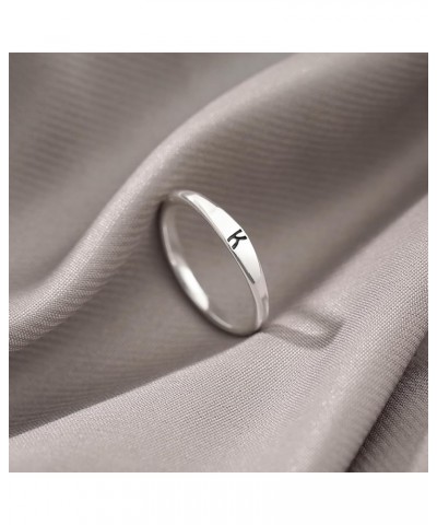 Initial Rings for Women Girls Non Tarnish 14K Silver Plated Cute Stackable Initial Letter Ring Dainty Thin Capital A-Z Thumb ...