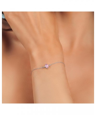 925 Sterling Silver Purple Amethyst Solitaire Bracelet For Women (1.00 Cttw, Round Cut 6MM, Gemstone Birthstone, Fully Adjust...