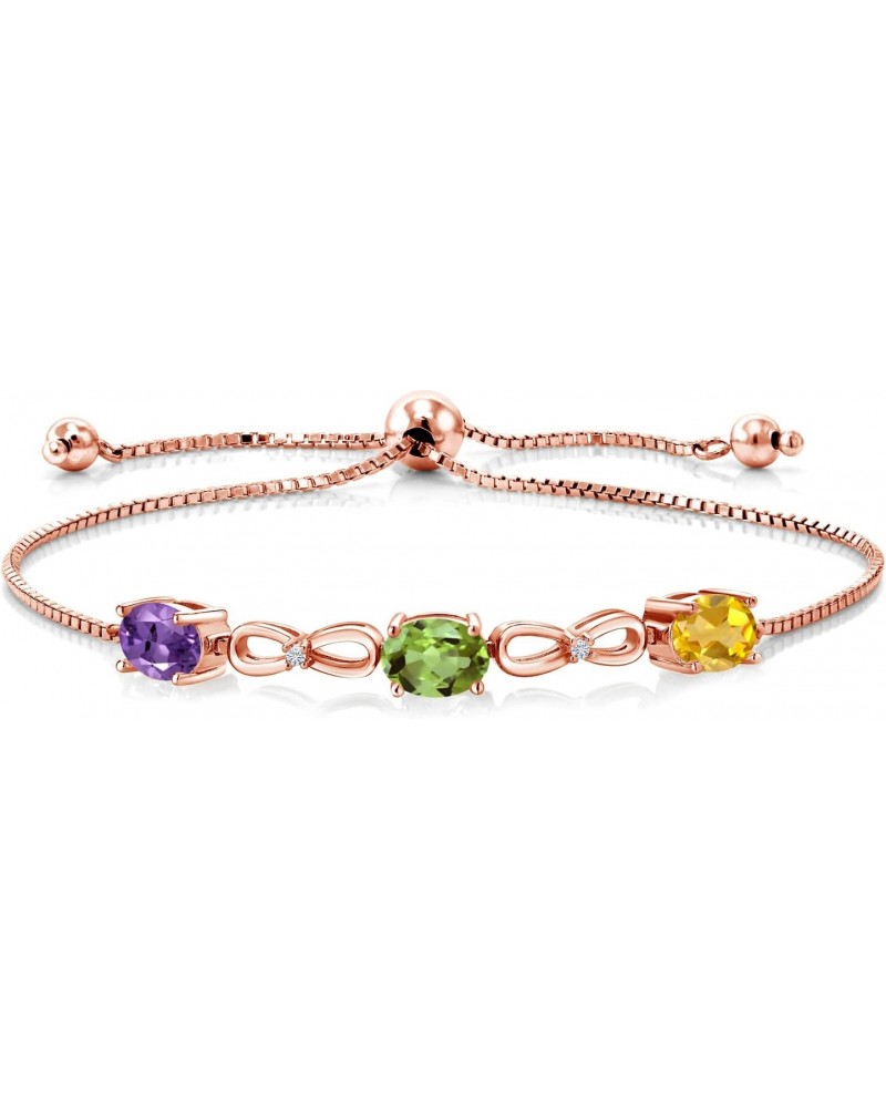 Build Your Own Personalized 3 Birthstones Lab Grown Diamond in 18K Rose Gold Plated Silver Women's Tennis Infinity Bracelet $...