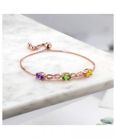 Build Your Own Personalized 3 Birthstones Lab Grown Diamond in 18K Rose Gold Plated Silver Women's Tennis Infinity Bracelet $...