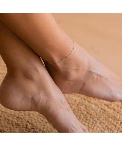 Gold Layered Ankle Bracelets for Women 14K Gold Plated Four Layer Rhinestone CZ Anklet Cuban Figaro Fishbone Pearl Link Ankle...