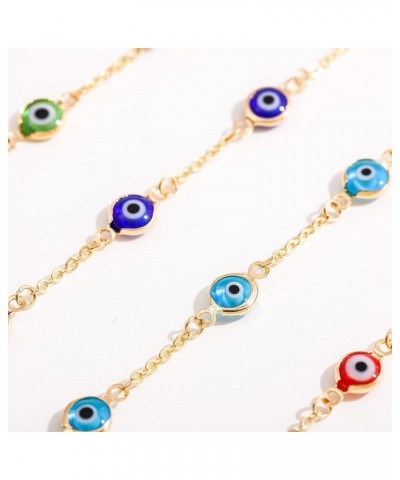 Evil Eye Anklet Bracelet for Women Girls 14K Gold Plated Beach Foot Anklet Bracelet Summer Jewelry Beads Anklet Set, Adjustab...