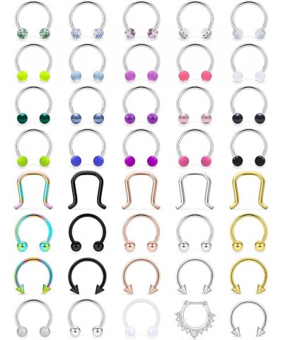 40Pcs 16G Surgical Steel Nose Septum Rings Piercing Jewelry Horseshoe Helix Tragus Cartilage Earring Hoop Eyebrow Lip Hoop Re...