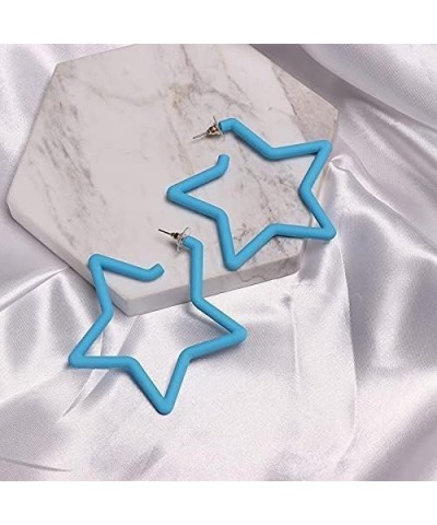 80 90s Colorful Classic Big Star Triangle Heart Shape Hoop Earrings Retro Neon Frosted Geometric Candy Color Dangle Piercing ...