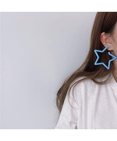 80 90s Colorful Classic Big Star Triangle Heart Shape Hoop Earrings Retro Neon Frosted Geometric Candy Color Dangle Piercing ...