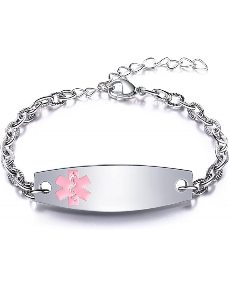 Medical Alert bracets for Women & Girls, Custom Medical ID Bracelets with Free Engraving, Emergency Bracelets with Stainless ...