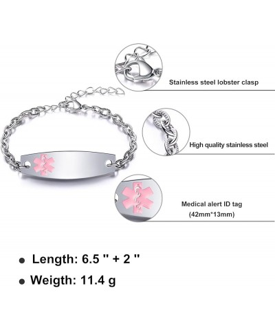 Medical Alert bracets for Women & Girls, Custom Medical ID Bracelets with Free Engraving, Emergency Bracelets with Stainless ...