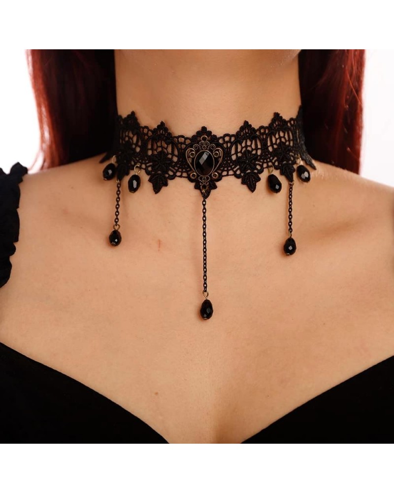 Gothic Butterfly Black lace Necklace Halloween Black Lace Necklace for Women Girls Choker Costume Jewelry for Teens Teen Girl...