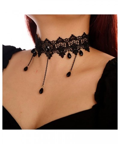 Gothic Butterfly Black lace Necklace Halloween Black Lace Necklace for Women Girls Choker Costume Jewelry for Teens Teen Girl...