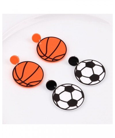 Cute Sports Rugby Baseball Earrings Baseball Acrylic Basketball Soccer Football Dangle Statement Earrings for Women Girls Spo...