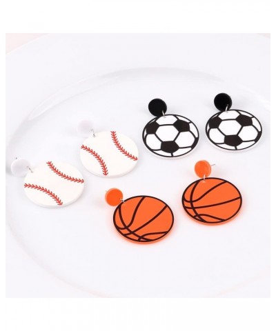 Cute Sports Rugby Baseball Earrings Baseball Acrylic Basketball Soccer Football Dangle Statement Earrings for Women Girls Spo...