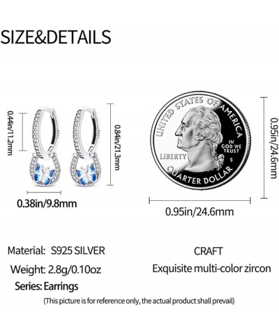 925 Sterling Silver CZ Earrings Butterfly Earrings for WomenDangle Small Hoop EarringSearrings forWomen Sterling Silver Earri...