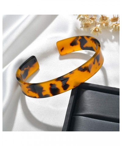 Acrylic Leopard Cuff Bracelets Vintage Tortoise Animal Print Bracelet Bangle for Women Girls Statement Jewelry Gifts dark bro...