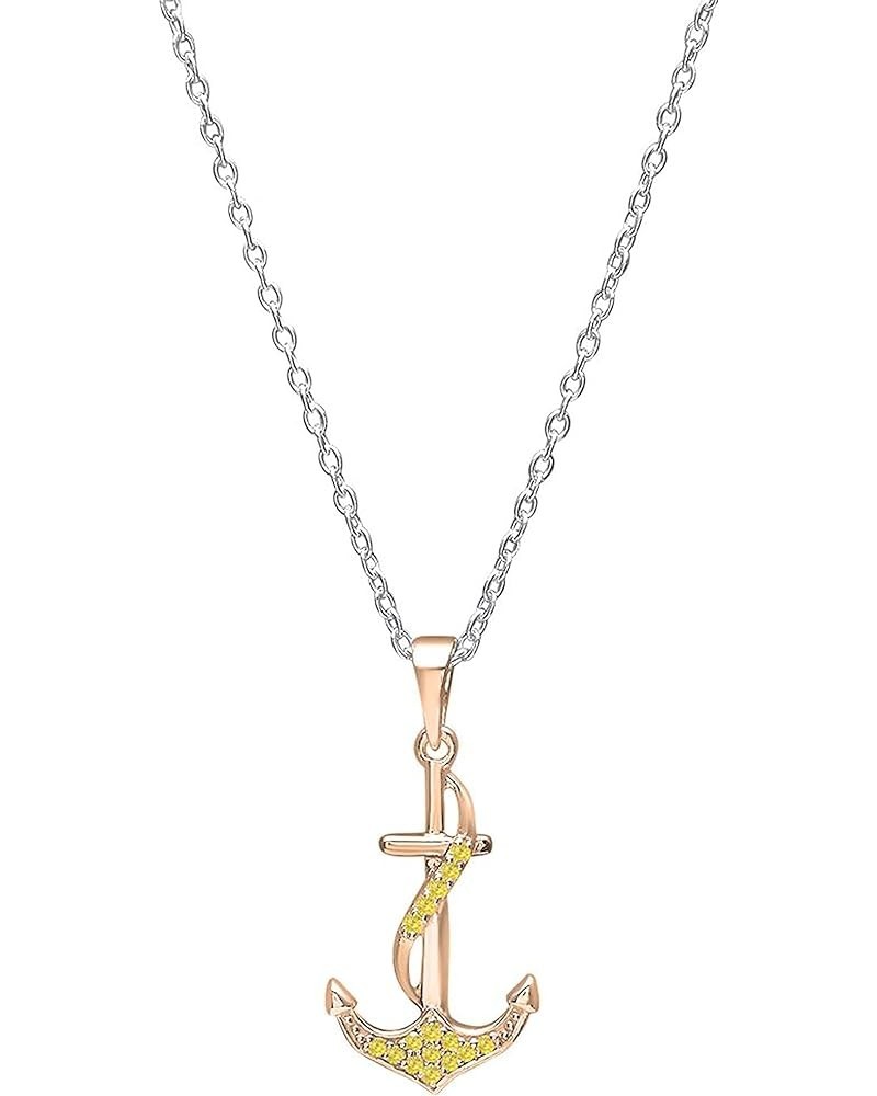 0.10 Carat (ctw) Round Diamond Ladies Alluring Ribbon Anchor Pendant with 18 Inch Silver Chain 1/10 CT | Available in 10K/14K...