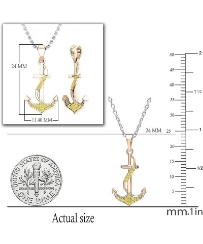 0.10 Carat (ctw) Round Diamond Ladies Alluring Ribbon Anchor Pendant with 18 Inch Silver Chain 1/10 CT | Available in 10K/14K...