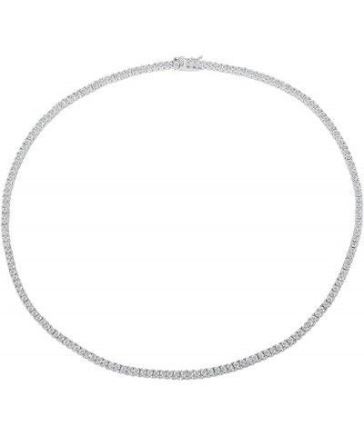 Unisex Micro Skinny Magnificent 2mm Silver Finish One Row Tennis Necklace Cubic Zirconia Choker Necklace 14-22" Bracelet 6.5-...