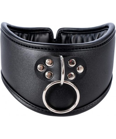 Black Leather Collars Padded Cotton Neck Chokers Halloween Bar Stage Necklace $8.73 Necklaces