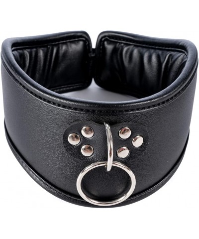 Black Leather Collars Padded Cotton Neck Chokers Halloween Bar Stage Necklace $8.73 Necklaces