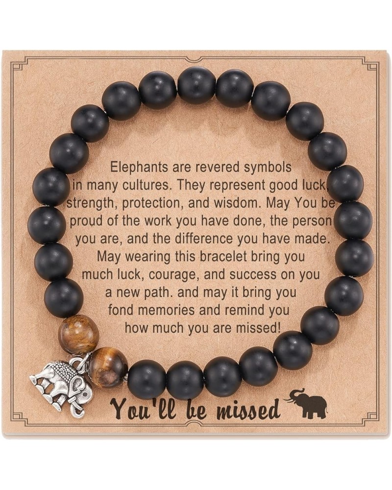 Elephant Gifts for Women, Natural Stone Inspiration Strong Elephant Bracelet for Women Teen Girls Black-BeMissed $12.17 Brace...