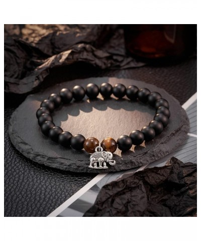 Elephant Gifts for Women, Natural Stone Inspiration Strong Elephant Bracelet for Women Teen Girls Black-BeMissed $12.17 Brace...