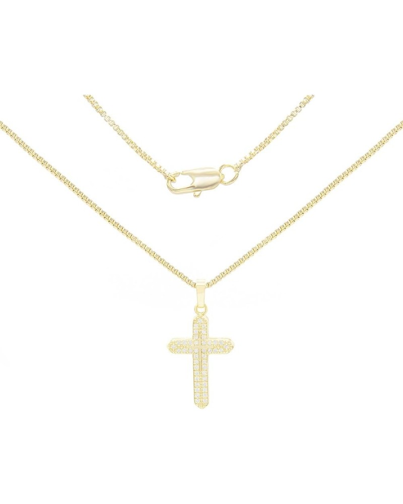 BEBERLINI Cross Charm Pendant 14K Gold Filled Rope Box Curb Chain Necklace Set Lobster Clasp Fashion Cubic Zirconia Jewelry G...