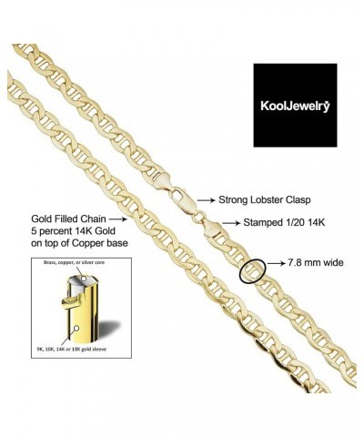 Solid 14k Yellow Gold Filled Mariner Link Chain Necklace for Men and Women (3.3 mm, 4 mm, 5 mm, 5.8 mm or 7.8 mm) 30 7.8 mm w...