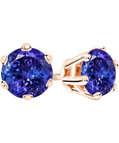 1/2-10 Carat Total Weight Tanzanite Stud Earrings 6 Prong Screw Back Rose Gold 4.0 carats $664.57 Earrings