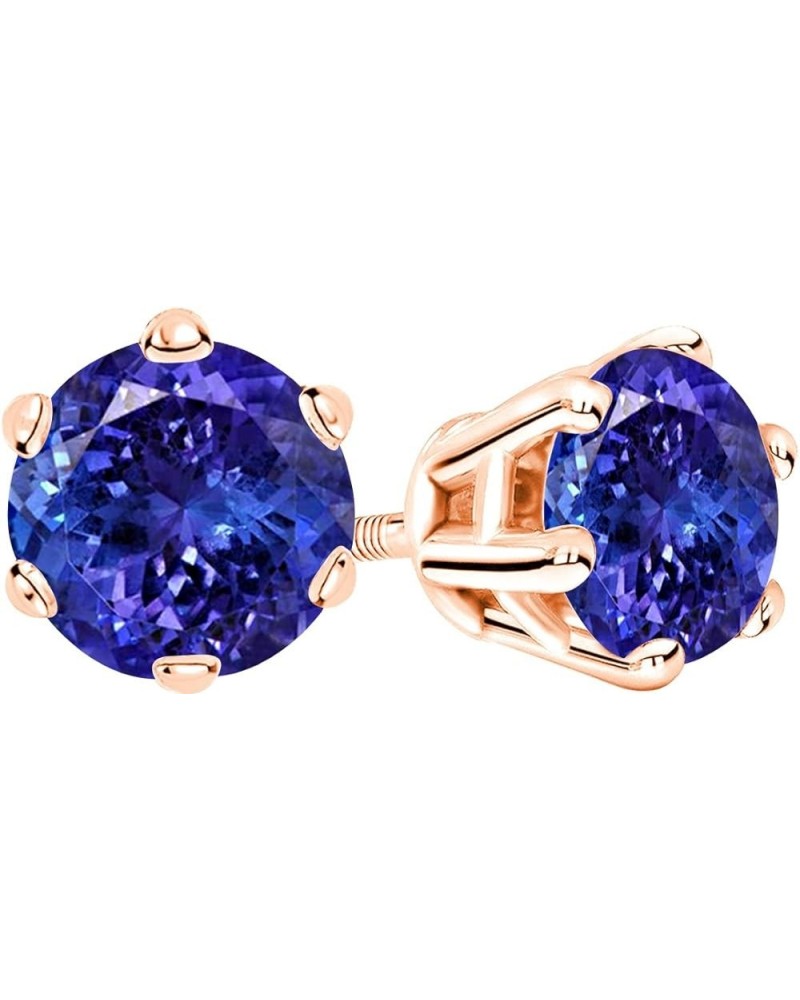 1/2-10 Carat Total Weight Tanzanite Stud Earrings 6 Prong Screw Back Rose Gold 4.0 carats $664.57 Earrings