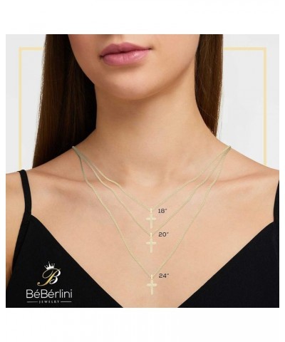 BEBERLINI Cross Charm Pendant 14K Gold Filled Rope Box Curb Chain Necklace Set Lobster Clasp Fashion Cubic Zirconia Jewelry G...