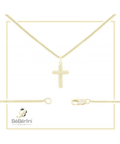 BEBERLINI Cross Charm Pendant 14K Gold Filled Rope Box Curb Chain Necklace Set Lobster Clasp Fashion Cubic Zirconia Jewelry G...