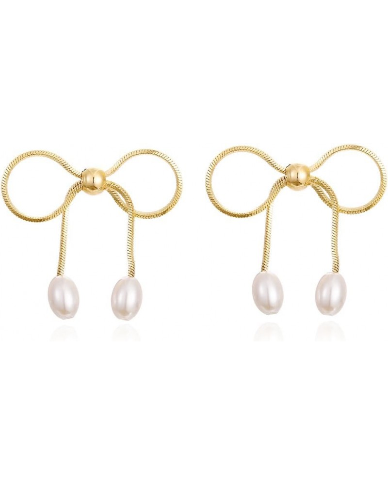 Gold Bow Knot Stud Earrings for Women Pearl Earrings Small Tiny Simple Bow Earrings Jewelry… Gold 5 $9.68 Earrings