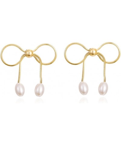 Gold Bow Knot Stud Earrings for Women Pearl Earrings Small Tiny Simple Bow Earrings Jewelry… Gold 5 $9.68 Earrings