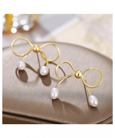 Gold Bow Knot Stud Earrings for Women Pearl Earrings Small Tiny Simple Bow Earrings Jewelry… Gold 5 $9.68 Earrings