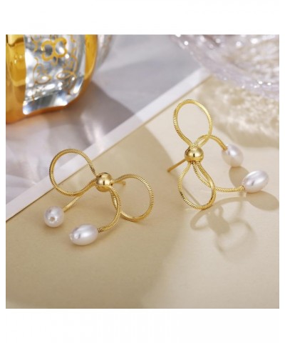 Gold Bow Knot Stud Earrings for Women Pearl Earrings Small Tiny Simple Bow Earrings Jewelry… Gold 5 $9.68 Earrings