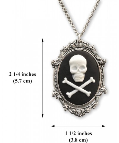 Skull and Crossbones Cameo in Silver Finish Frame Pendant Necklace $8.95 Necklaces