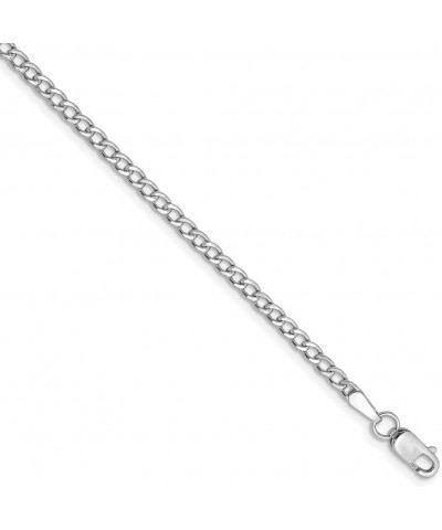 14k White Gold 2.5mm Semi Solid Curb Cuban Link Link Anklet Bracelet - with Secure Lobster Lock Clasp 7.0 Inches $75.68 Brace...