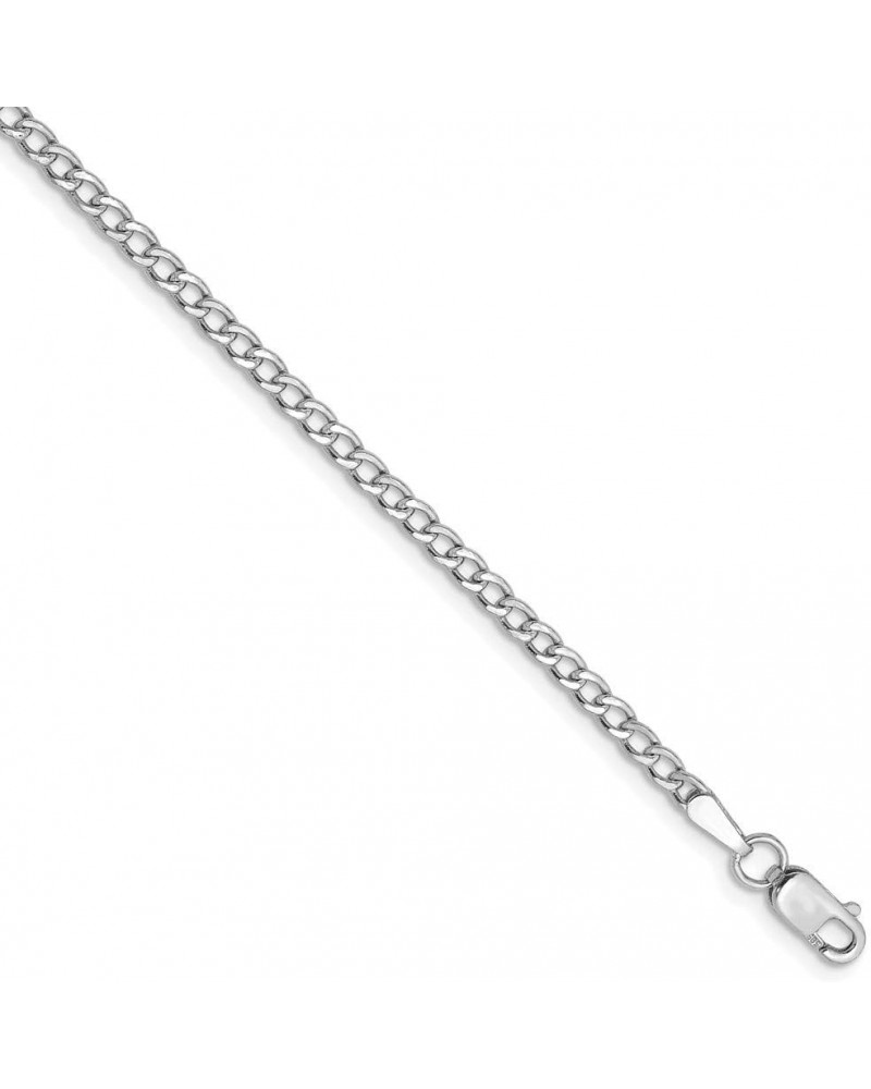 14k White Gold 2.5mm Semi Solid Curb Cuban Link Link Anklet Bracelet - with Secure Lobster Lock Clasp 7.0 Inches $75.68 Brace...