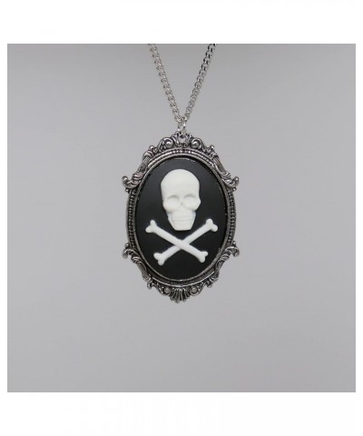 Skull and Crossbones Cameo in Silver Finish Frame Pendant Necklace $8.95 Necklaces