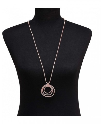 Long Sweater Chain Double Circle Pendant Necklace Bold Snake Chain Women Statement Necklace F Rose Gold Triple $9.89 Necklaces