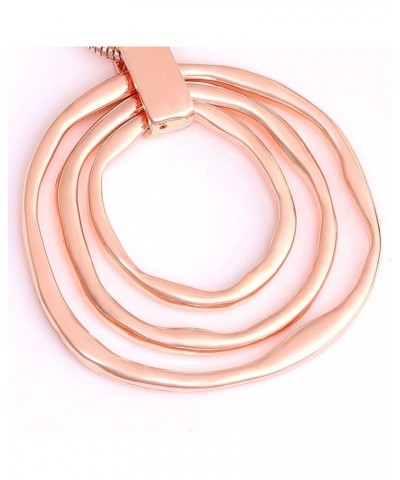 Long Sweater Chain Double Circle Pendant Necklace Bold Snake Chain Women Statement Necklace F Rose Gold Triple $9.89 Necklaces