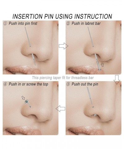 18/16/14G G23 Titanium Insertion Pin Taper for Nose Ear Navel Lip Threadless Piercings Jewelry Kit, 4Pcs Push in Body Piercin...