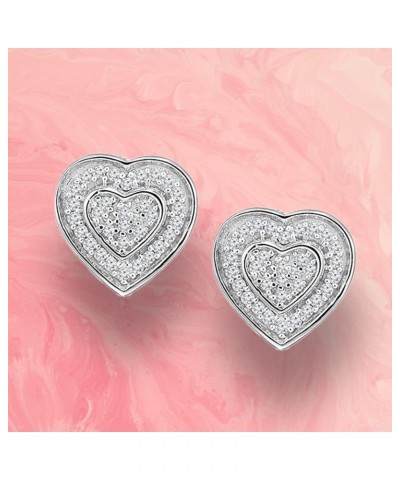 1/10 Cttw Small Diamond Stud Earrings for Women in Rhodium Plated 925 Sterling Silver Color H-I/Clarity I2-I3 Heart $28.98 Ea...