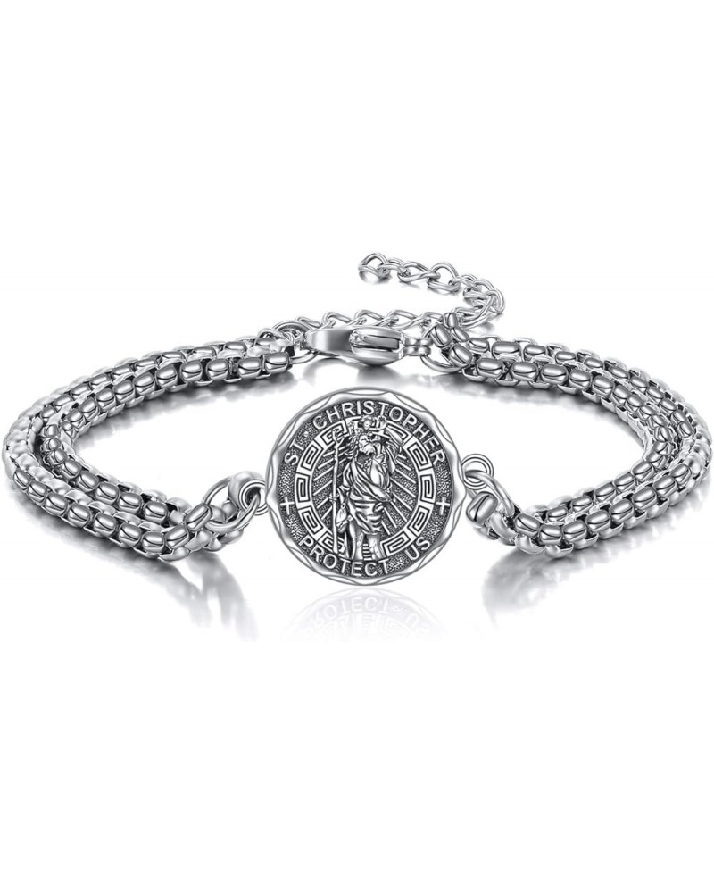 Religious Protector Bracelet Sterling Silver Adjustable Bracelet Jewelry Gifts for Men Women St Christopher $17.22 Bracelets